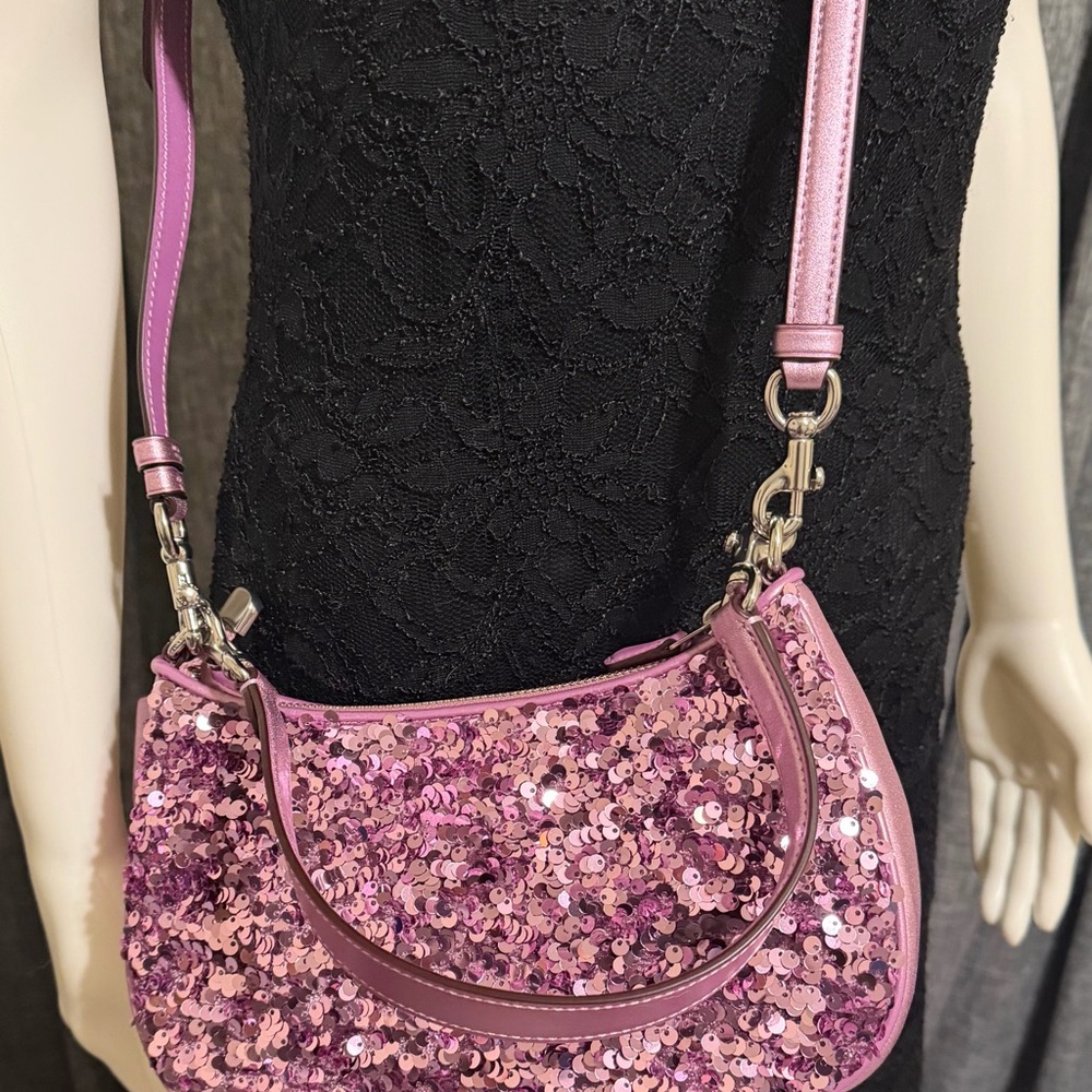 NWOT Coach Sequin Shoulder & Crossbody Bag- Pink/Lavender Sparle - Picture 12 of 14